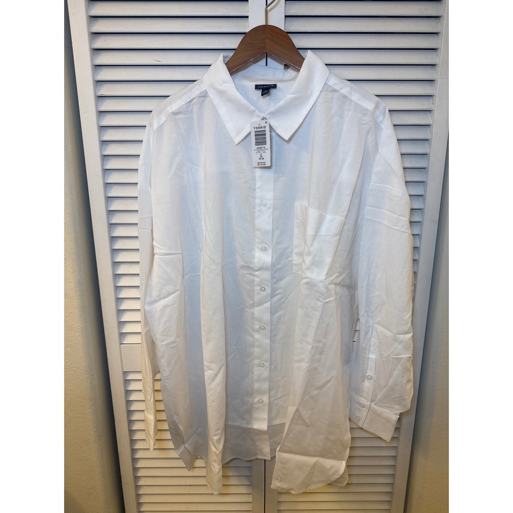 Torrid Cotton Rayon Drop Shoulder Shirt Bright White Plus Size 2 2X 18-20 NEW